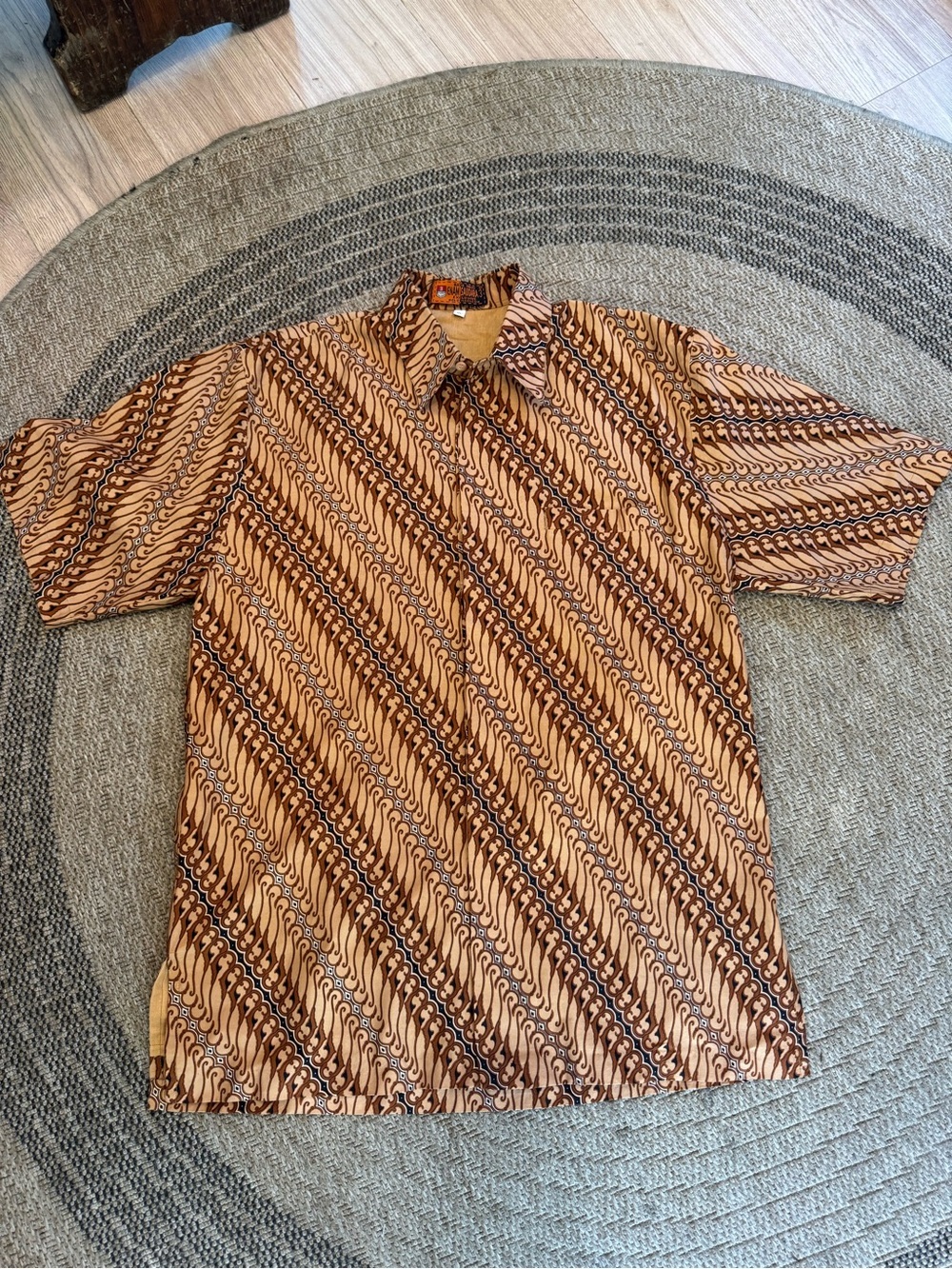 Vintage Enam Saudara Indonesian Batik Shirt XL Lined Parang Javanese Cotton